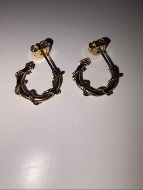 ❤️‍🔥3/10$❤️‍🔥 Gold Twisted Rope Hoop Stud Earrings